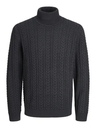 JACK&JONES - JPRBLUSEAN KNIT CABLE ROLL NECK dark navy - Gr. - XXL