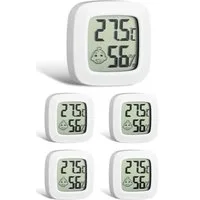 SinLaw Hygrometer 5er Raumthermometer, Luftfeuchtigkeitssensor Mini-Digital-Thermometer, (Mehrere Installationsmethoden, 1-St)