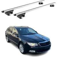 OMAC Dachträger Grundtäger für Skoda Superb Kombi 2008-2023 90kg Alu Silber 2 tlg ABE (2-St), Wasserbeständig,Abnehmbar,Multifunktional,Leichtgewichtig