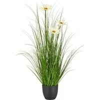 Kunstgras Gras mit Margeriten, Creativ green, Höhe 71 cm, mit naturgetreuen Halmen