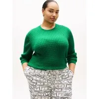 Tommy Hilfiger Curve Rundhalspullover CRV CO CABLE FINE GG CNK SWEATER in großen Größen, mit Zopfmuster