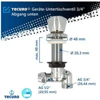 tecuro Geräteventil Geräte-Untertischventil 3/4 Zoll, Abgang unten