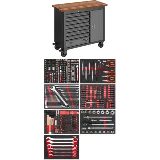 VIGOR Mobile Werkbank Series L mit Sortiment - 336-teilig - V4813/NKW