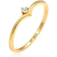 Elli DIAMONDS Verlobungsring Solitär Diamant (0.03 ct) V-Form 925 Silber