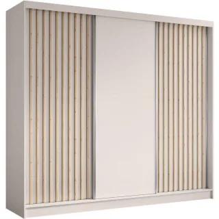 Beautysofa Schwebetürenschrank, Kaschmir, Holzwerkstoff, 9 Fächer, 4 Schubladen, 240x216x61 cm, Schlafzimmer, Kleiderschränke, Schwebetürenschränke