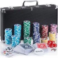 Goods+Gadgets Spiel Goods+Gadgets Profi Poker Set – Pokerkoffer mit 300–500 Chips Zuhause, Pokerset inkl. 300-500 Poker-Chips, Casino für Zuhause