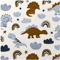 MAGAM-Stoffe Stoff "Dino Bande", Kinder Dinosaurier Jersey ÖKO-TEX Meterware ab 50cm