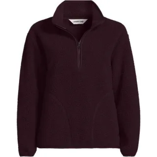Teddy-Pullover mit Reißverschluss für Damen in Petite-Größe, Damen, size: petite, Elfenbein, Polyester, by Lands' End
