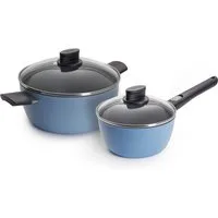 WOLL MADE IN GERMANY Topf-Set Ecolour, Aluminiumguss (Set, 4-tlg), abnehmbarer Stielgriff