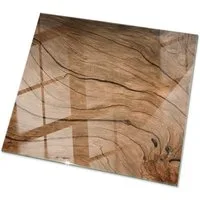 Tulup Tischplatte Oberplatte Tisch Glas Natürliches Holzmuster Couchtisch Glasplatte