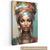 OneMillionCanvasses® Leinwandbild Frau - Kunst - Schmuck - Porträt, Fotodruck (1 St), Leinwand Canvas Wandbild, Wanddekoration 20x30 cm