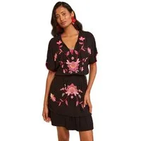 Love & Roses Strandkleid Love & Roses Mini-Kaftan-Cover-up mit Stickerei (1-tlg)
