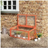 Outsunny Hochbeet Gewächshaus Frühbeetkasten Pflanzenbeet mit Abdeckung (Treibhaus, 1 St., Frühbeet), aus Holz,Polycarbonat, Orange, 90 x 46 x 40 cm