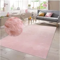 TeppichHome24 Teppich Teppich Shaggy Flokati in rosa, rechteckig, Höhe: 18 mm