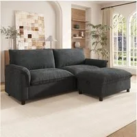 Merax Ecksofa Cloud Sofa 3-Sitzer mit Schlaffunktion, Stauraumhocker, 1 Teile, Modulares Chenille Soffa, Deep Seat Wohnzimmersofa Groß, Couch