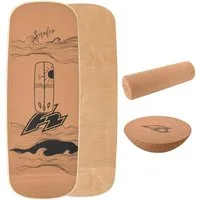 F2 Balanceboard F2 Kork Balance Board Pill 73x28cm mit Korkrolle + Kork Halbkugel