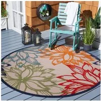Sanat Teppich Floral 2 Outdoor, rund, Höhe: 6 mm, In- und Outdoor geeignet, florales Design, Balkon, Terasse