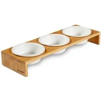 Piupet Futternapf 3er Katzennapf Set I Keramiknapf Katzen mit Napferhöhung I 250ml, Keramik, Spülmaschinengeeignet, inklusive Anti-Rutsch-Pads