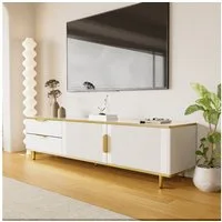 Merax Lowboard mit Türen und Schubladen, TV-Schrank mit Metallfüße,TV-Board,Fernsehtisch,B:170cm