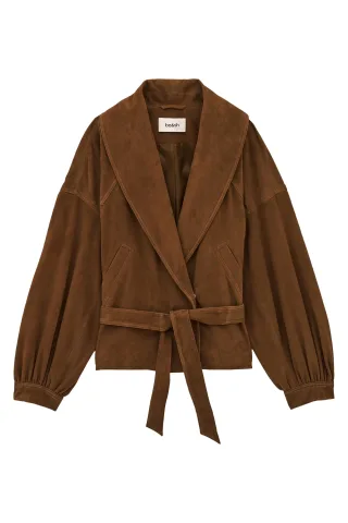 ba&sh - Cordjacke mit Bindegürtel braun - Gr. - 1