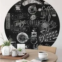 K&L Wall Art Fototapete Fototapete Küche schwarze Kaffee Tafel Coffee Vliestapete Rund Büro, Cafe Tapete