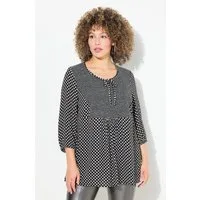 Ulla Popken Druckbluse Smokbluse Herzen A-Linie Rundhals 3/4-Arm