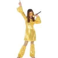 atosa Kostüm Disco-Queen-Kostüm für Mädchen goldfarben