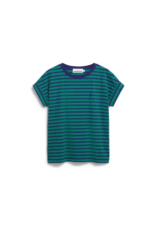 Armedangels - IDAARA STRIPE T-SHIRT emerald green-blue noon - Gr. - S