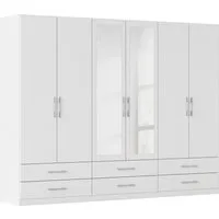 rauch Kleiderschrank Schrank Garderobe Wäscheschrank HERSBRUCK in 2 Breiten (Breiten: 226 oder 271 cm, Höhe 210 cm) mit 6 großzügigen Schubladen sowie Spiegeltüren MADE IN GERMANY