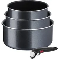 Tefal Topf-Set Ingenio XL Force, Topfset abnehmbarer Griff, nicht induktionsgeeignet, Aluminium (Set, 4-tlg., 3x Stielkasserollen Ø 16/18/20 cm, 1x abnehmbarer Griff), stapelbar, platzsparend, Topfset mit Antihaftversiegelung, L15890
