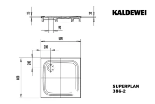 Kaldewei Duschwanne SUPERPLAN Modell 386-2,800x800x25mm, 447548043231 447548043231