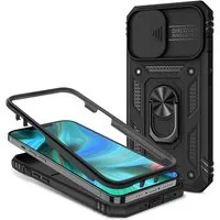 Nalia Smartphone-Hülle Apple iPhone 13 Pro 15,5 cm (6,1 Zoll), Outdoor Military-Style Ring Hülle / Kamera-Abdeckung & Display-Rahmen
