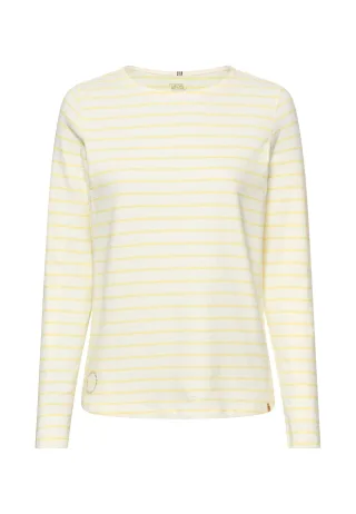 camel active - Langarm-T-Shirt aus reiner Baumwolle lemon/milk white - Gr. - XL
