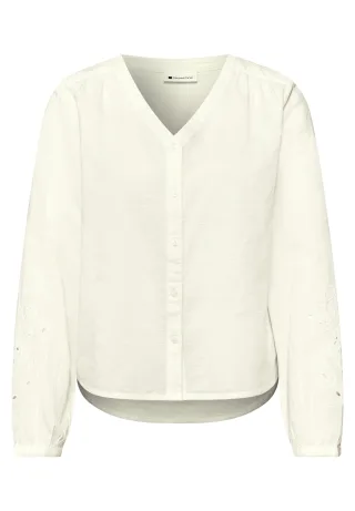Street One - Bluse mit V-Neck und Stickerei off white - Gr. - 42