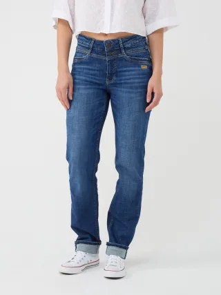 GANG Damen Jeans 94STACY - straight fit Jeans darkblue cross hatch