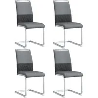 Flieks Freischwinger (Set, 4 St), 4er Set Esszimmerstuhl Polsterstühle Kunstleder und Leinen