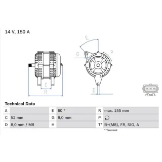 Bosch Lichtmaschine 150A Ford C-Max Focus 1,8 0986081140