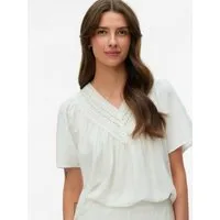 Vero Moda Kurzarmbluse VMKARLA S/S V-NECK TOP WVN BTQ Baumwolle