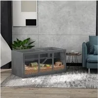 PawHut Kleintierkäfig Nagerkäfig Kleintierstall aus Holz Mäusekäfig mit Treppen, Dreistöckig Grau 115 x 57 x 55 cm