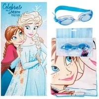 Disney Frozen Strandtuch Kinder Strandtuch 70 × 140 cm mit Schwimmbrille als Set, (Spar-Set)