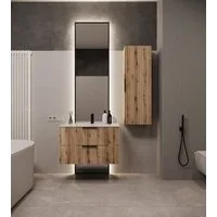 welltime Waschtisch TIBU mit Waschbecken. 2 Schubladen. 2 Breiten (60/80cm) und 4 Farben, Badschrank mit Waschbecken, Softclose, Maße B/H/T: 81,5/53/47 cm