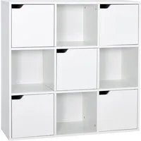 Mondeer Bücherregal Bücherschrank, Aufbewahrungsregal, 9 Fächer mit 5 Türen, Moderner Stil