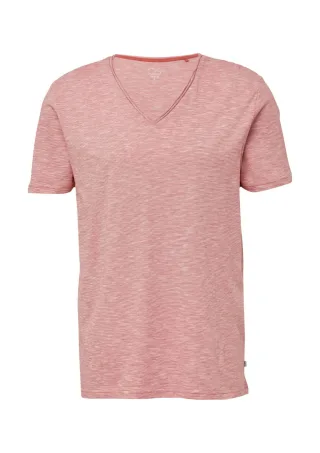 Q/S designed by - T-Shirt in Melange mit Rollkante orange - Gr. - XXL