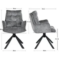 Duhome Esszimmerstuhl (8610A), 360° drehbar, Automatische Rückstellfunktion, Chenille-Stoff