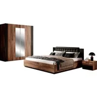 Home affaire Schlafzimmer-Set Sigma, Set 4 -St(Kleiderschrank, 2xNako, Bett 180), Made in Europe, Komplettschlafzimmer, viel Stauraum, trendige Farben