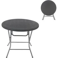 Sekey Klapptisch Klappbarer Tisch Campingtisch Faltbar Buffettisch Gartentisch, Ø 81cm x 73cm H, Klappbar, Schwarz