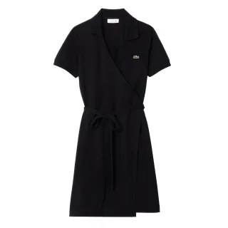 Lacoste - Wickelkleid für Damen, V-Ausschnitt, kurzärmlig (Schwarz)