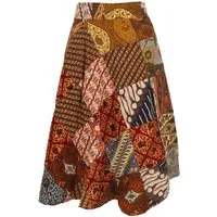 Guru-Shop Minirock Weit schwingender upcycling Patchwork.. alternative Bekleidung