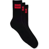 HUGO Freizeitsocken 3P QS RIB LABEL (Packung, 3-Paar, 3er) mit kontrastfarbenen HUGO Logo