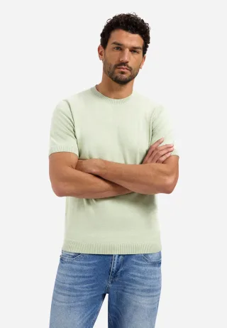 No Excess - Pullover Short Sleeve Crew Neck Melange green - Gr. - L